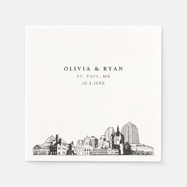 Guardanapo De Papel Rua, Paul Skyline Wedktail Napkin (Frente)