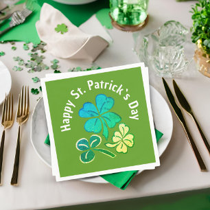 Guardanapo De Papel Rua Verde de Shamrock Clover.