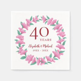 Guardanapo De Papel Ruby Floral Pink Green Wreath, 40 anos