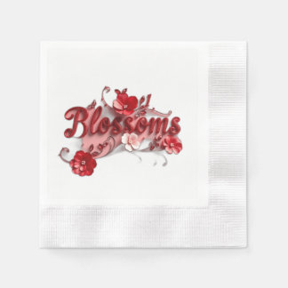 Guardanapo De Papel Ruby Red Script Blossoms