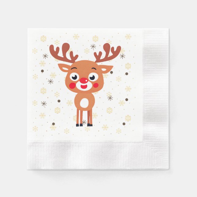 Guardanapo De Papel Rudolph Red Nose Reindeer Paper Napkin (Frente)