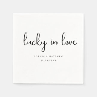 Guardanapo De Papel Russo Negro e Branco Sorte no Amor