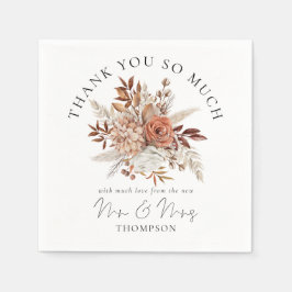 Guardanapo De Papel Rustic Autumn Florals Novo Senhor Senhora Obrigado