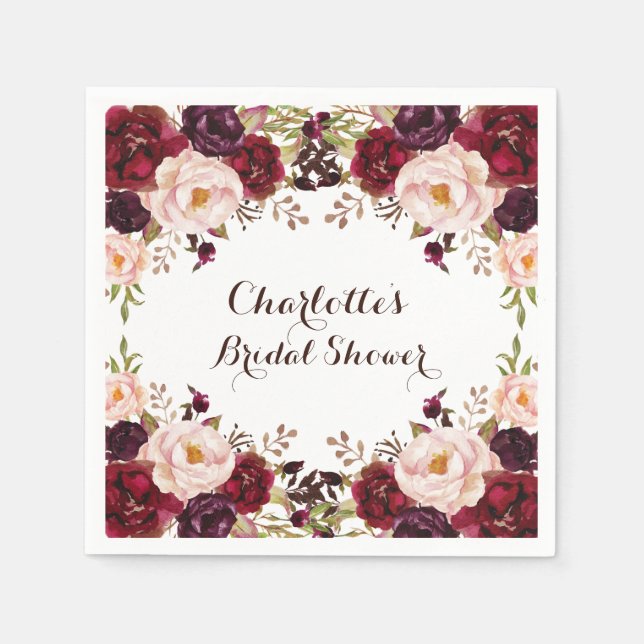 Guardanapo De Papel Rustic Boho Floral Chique Papel Napkin (Frente)
