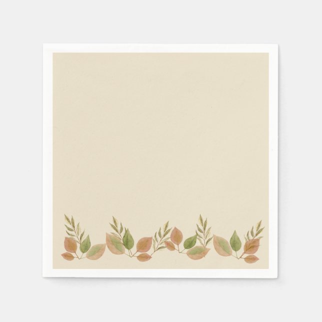 Guardanapo De Papel Rustic Botanical Leaf Border Napkins | Soft Autumn (Frente)