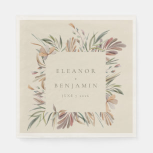 Guardanapo De Papel Rustic Botanical Wreath Earth Nomes de Casamento
