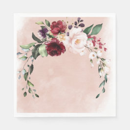 Guardanapo De Papel Rustic Burgundy & Blush Pink Roses Bridal Brunch