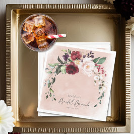 Guardanapo De Papel Rustic Burgundy & Blush Pink Roses Bridal Brunch