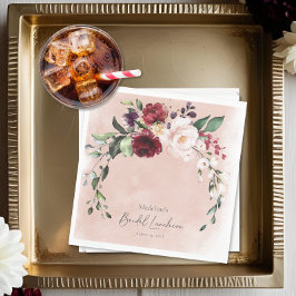 Guardanapo De Papel Rustic Burgundy & Blush Pink Roses Bridal Luncheon