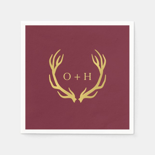 Guardanapo De Papel Rustic Burgundy Marsala Papel De Casamento Napkin (Frente)