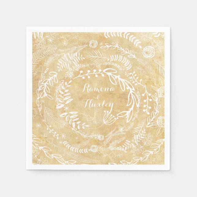 Guardanapo De Papel Rustic Chalkboard Floral Garland (Frente)