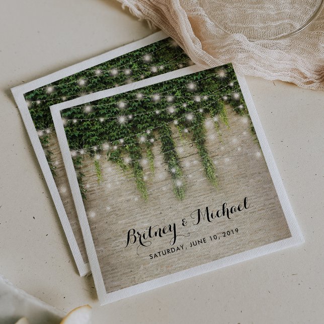 Guardanapo De Papel Rustic Chateau Stone Church String Lights Casament (Criador carregado)