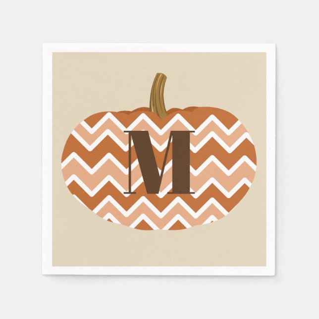 Guardanapo De Papel Rustic Chevrons Pumpkin | Personalizado (Frente)