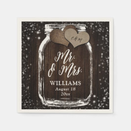 Guardanapo De Papel Rustic Chic Barn Wood Mason Jar Sr. & Sra. Wedding