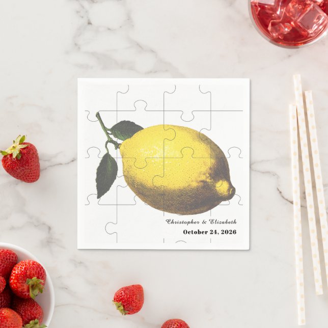 Guardanapo De Papel Rustic Citrus Lemon Jigsaw Puzzle Wedding (Insitu)