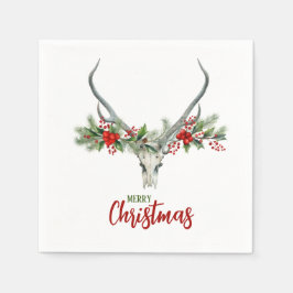Guardanapo De Papel Rustic Country Reindeer Skull & Garland Natal