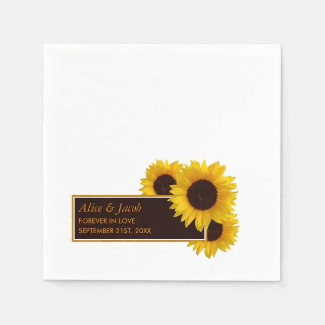 Guardanapo De Papel Rustic Country Sunflower - Casamento Floral (Frente)