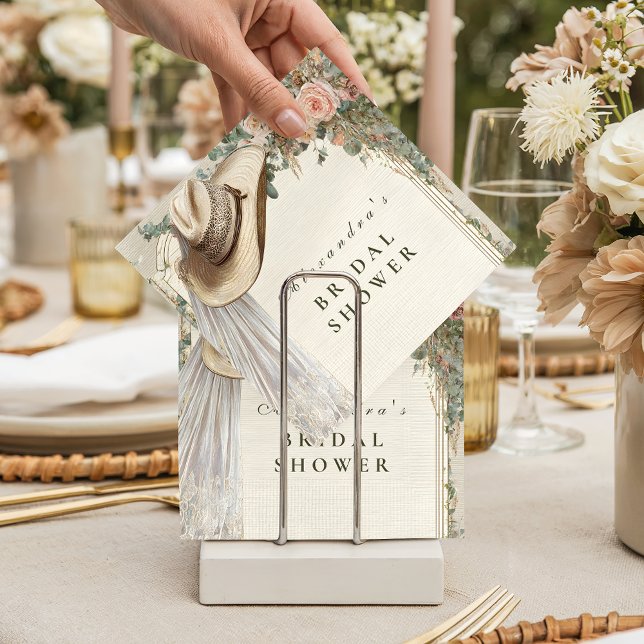 Guardanapo De Papel Rustic Cowgirl Hat Floral Bridal Shower (Criador carregado)