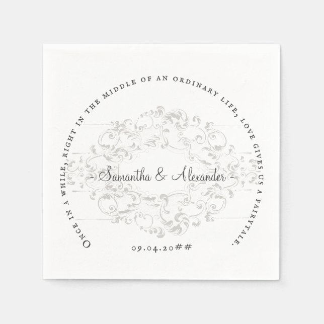 Guardanapo De Papel Rustic Crest Ivory White Velho Casamento Gótico Im (Frente)