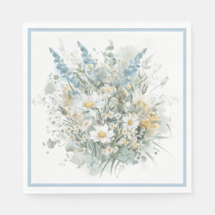 Guardanapo De Papel Rustic Daisies & Blue Floral Chá de panela