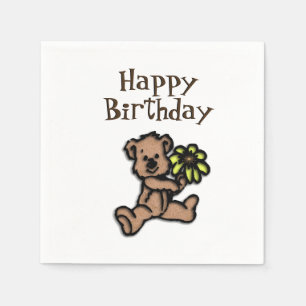Guardanapo De Papel Rustic Daisy Bear Birthday