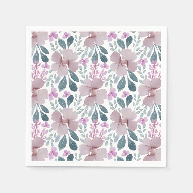Guardanapo De Papel Rustic Dusty Rosa Floral Greenery (Frente)
