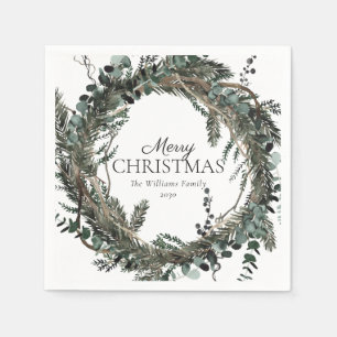 Guardanapo De Papel Rustic Dusty Winter Wreath Feliz Natal