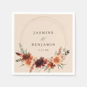 Guardanapo De Papel Rustic Earth & Champagne Florals Name - Beige