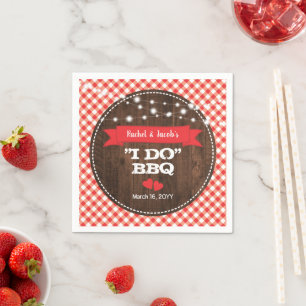 Guardanapo De Papel Rustic Eu Faço Churrasco Vermelho Noivado Casament