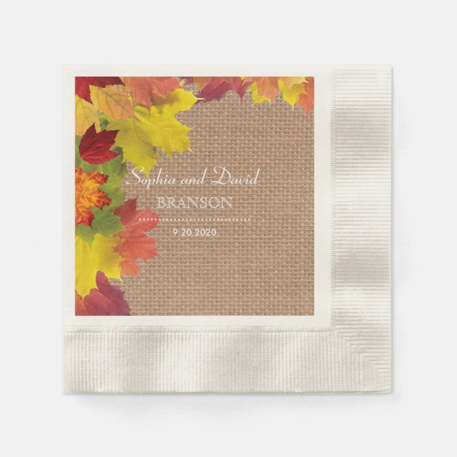 Guardanapo De Papel Rustic Fall Deixa Casamento Burlap (Frente)