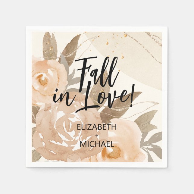 Guardanapo De Papel Rustic Fall in Love Peach Flowers (Frente)