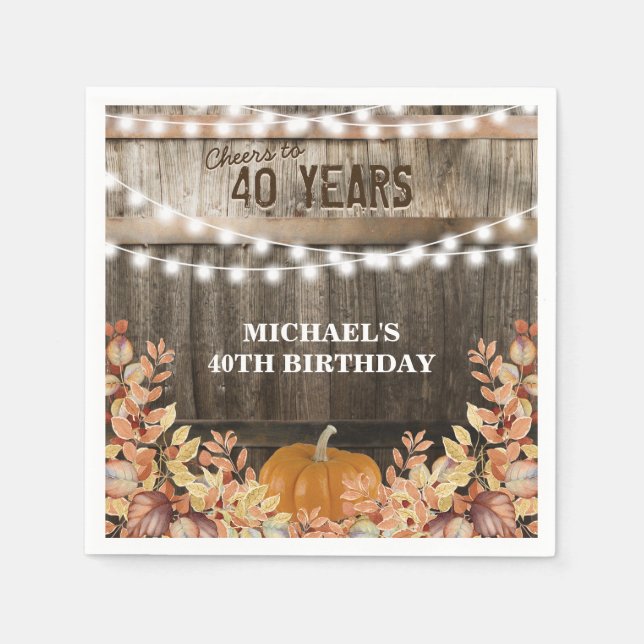 Guardanapo De Papel Rustic Fall Pumpkin Bem-vindo Aniversário (Frente)