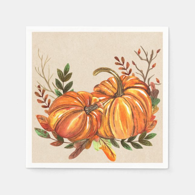 Guardanapo De Papel Rustic Fall Pumpkins (Frente)