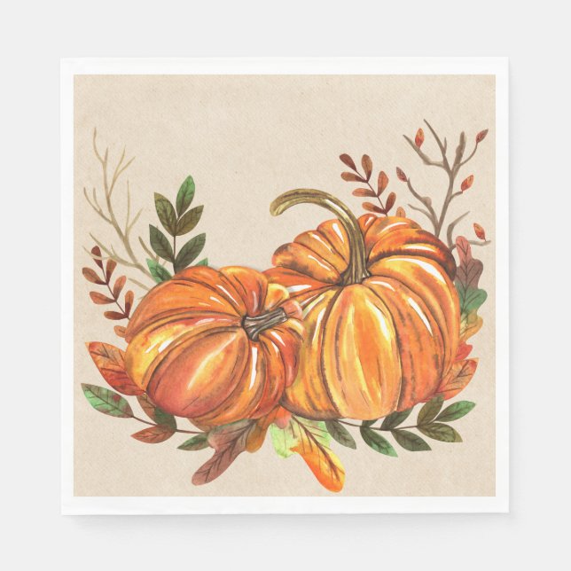 Guardanapo De Papel Rustic Fall Pumpkins (Frente)