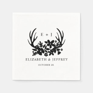 Guardanapo De Papel Rustic Floral Antler Woodland Casamento Napkins