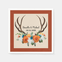 Guardanapo De Papel Rustic Floral Antlers BOHO Wedding