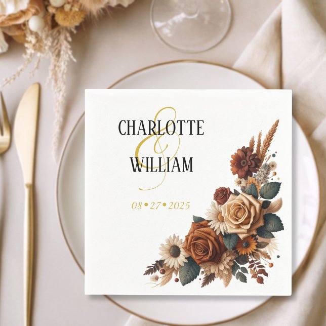 Guardanapo De Papel Rustic Floral Wedding (Rustic Floral Wedding Napkins)