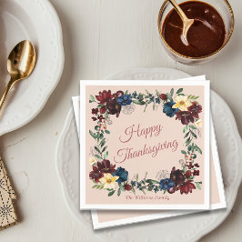 Guardanapo De Papel Rustic Florals Janta Ação de Graças Personalizado