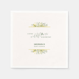 Guardanapo De Papel Rustic Golden Frame Wildflower on Way  Baby Shower