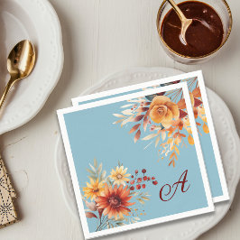 Guardanapo De Papel Rustic Graças Blue Florals Monograma Personalizado