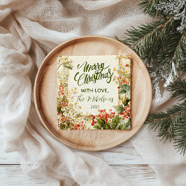 Guardanapo De Papel Rustic Holly Berry Natal