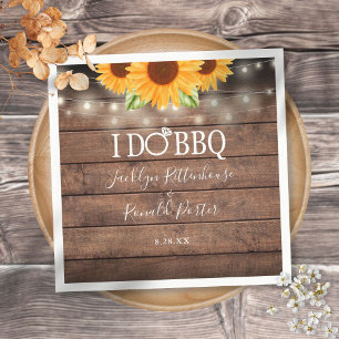 Guardanapo De Papel Rustic I Do BBQ Sunflower Luzes de Corda de Noivad