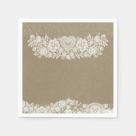Guardanapo De Papel Rustic Kraft & Lace Fazenda Charme de Celeiro