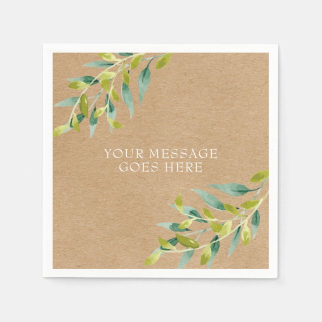Guardanapo De Papel Rustic Kraft  Vegetação Fresca de Prado (Frente)