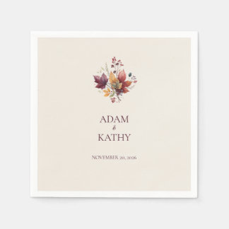 Guardanapo De Papel Rustic Maple Leaf Fall Wedding Napkin