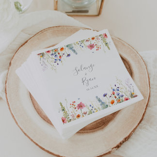 Guardanapo De Papel Rustic Meadow Botanical Wedding Napkin