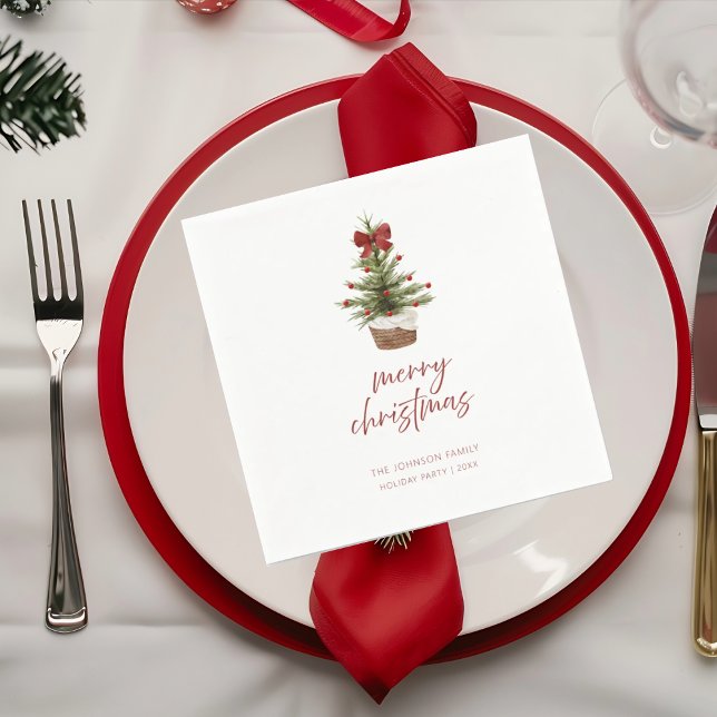 Guardanapo De Papel Rustic Mini Christmas Tree Holiday Party Napkins (Criador carregado)