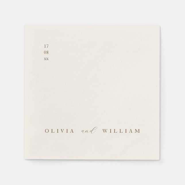 Guardanapo De Papel Rustic Modern Script Personalized Wedding Cocktail (Frente)