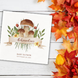 Guardanapo De Papel Rustic Mushroom Woodland Autumn Baby Shower 