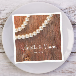 Guardanapo De Papel Rustic Pearls and Barn Wood Country Wedding
